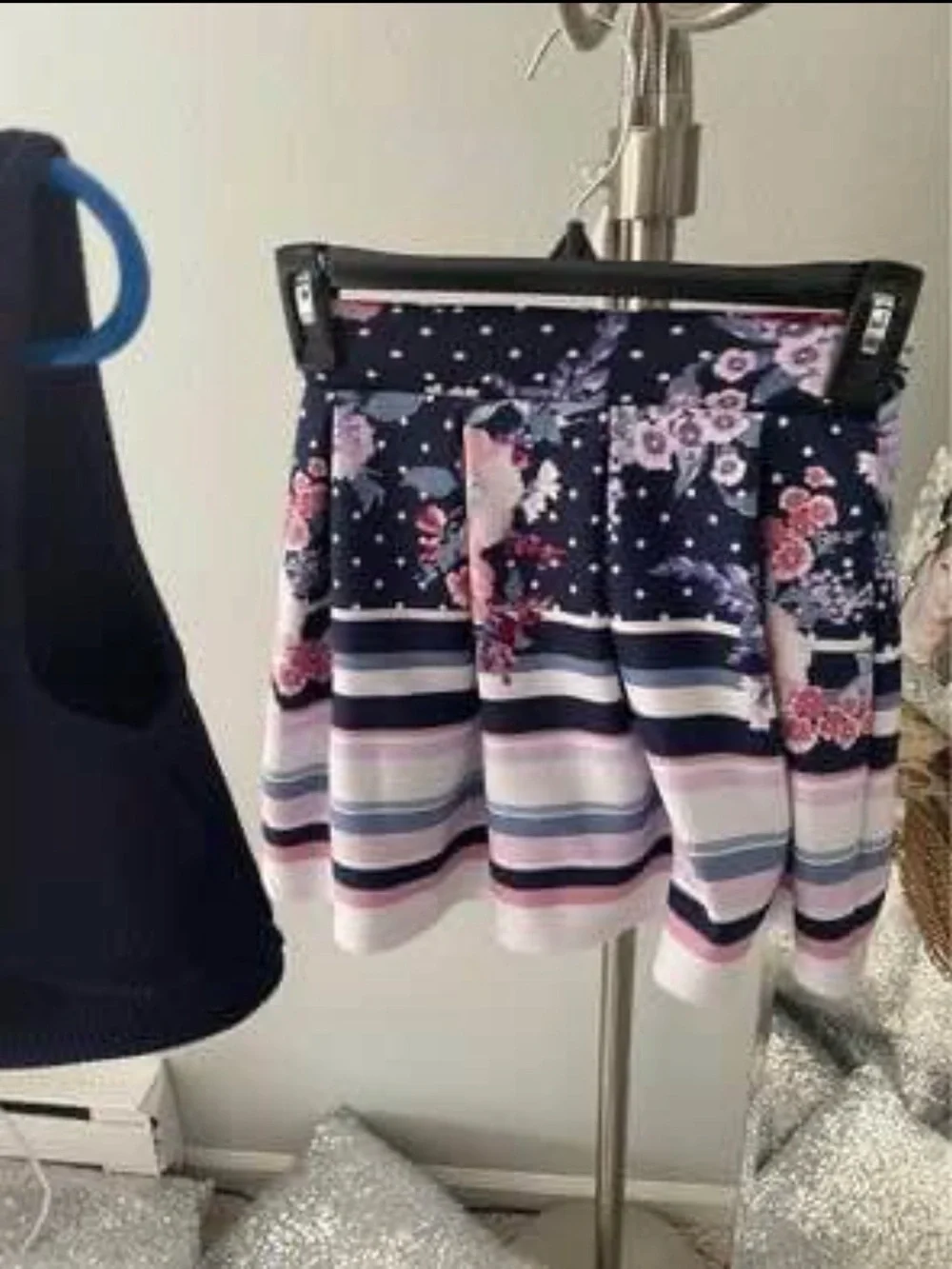 Beautees Navy Floral & Striped Girls Matching Set